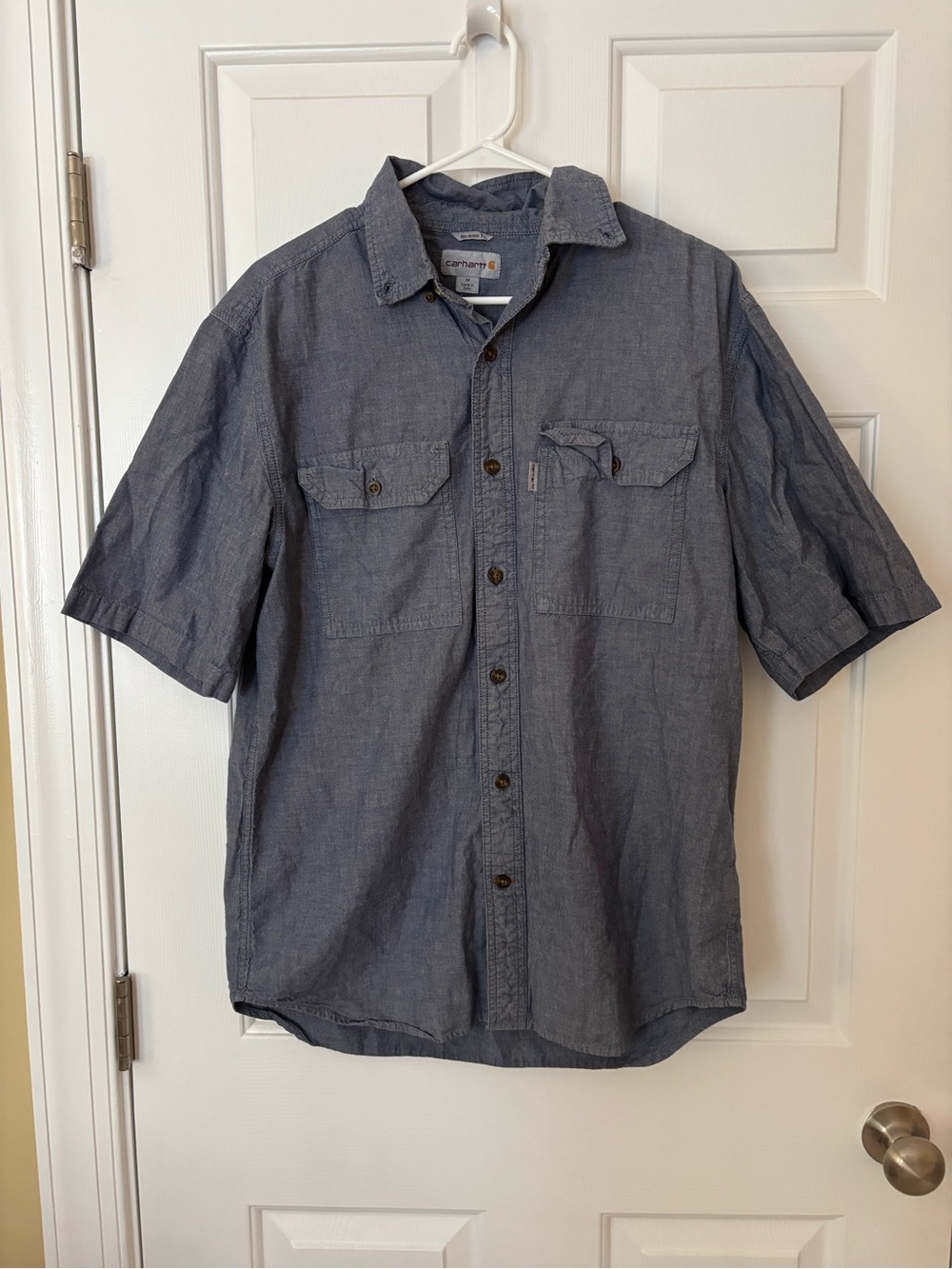 Carhartt Men’s Short-Sleeve Button-Down Shirt - Slate Blue Medium